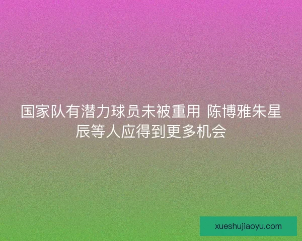 国家队有潜力球员未被重用 陈博雅朱星辰等人应得到更多机会