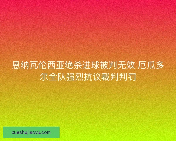 恩纳瓦伦西亚绝杀进球被判无效 厄瓜多尔全队强烈抗议裁判判罚
