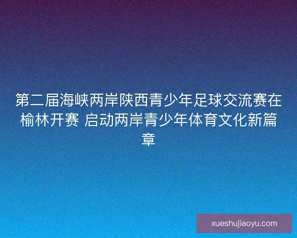 第二届海峡两岸陕西青少年足球交流赛在榆林开赛 启动两岸青少年体育文化新篇章 第二届海峡两岸陕西青少年足球交流赛在榆林开赛 启动两岸青少年体育文化新篇章